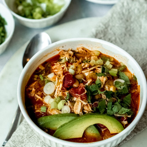 Healthy Mexican Chicken Tortilla Soup, High Protein, Low Calorie